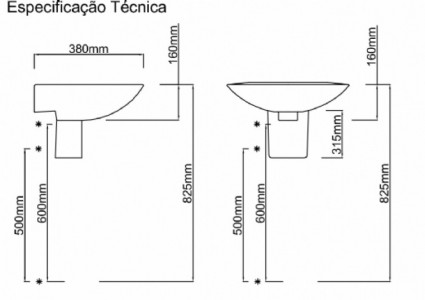 Coluna Suspensa p/ Lavatório - Diva